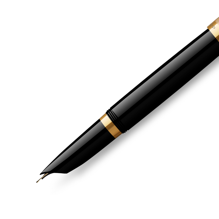 Parker 51 Deluxe Premium Black GT 18k Gold Nib Fountain Pen - Fine Nib — with packaging