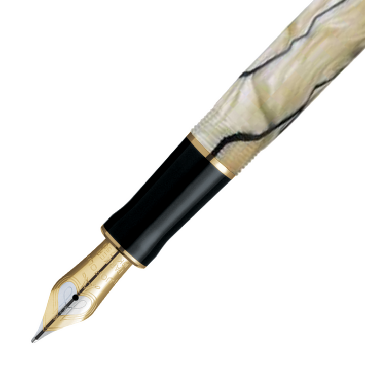 Parker Duofold Demi Pearl Black PT Fountain Pen - Medium Nib — nib close-up