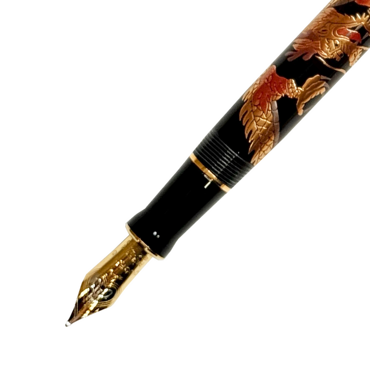 Parker Duofold Golden Dragon Makie Fountain Pen - Medium Nib (FPD 2024) — nib close-up