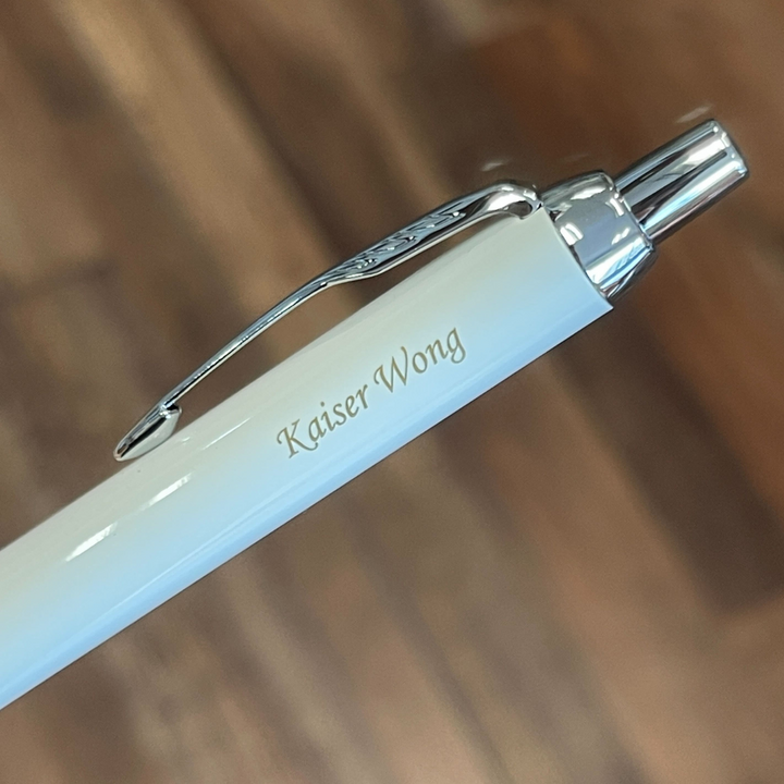 Parker IM Ballpoint Pen Gift Set in White Chrome Trim with Pen Sleeve — Parker ballpoint pen — reliable smooth-writing everyday pen, at Cityluxe Singapore