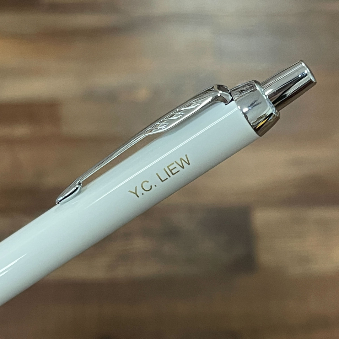 Parker IM Ballpoint Pen Gift Set in White Chrome Trim with Pen Sleeve — Parker ballpoint pen — reliable smooth-writing everyday pen, at Cityluxe Singapore