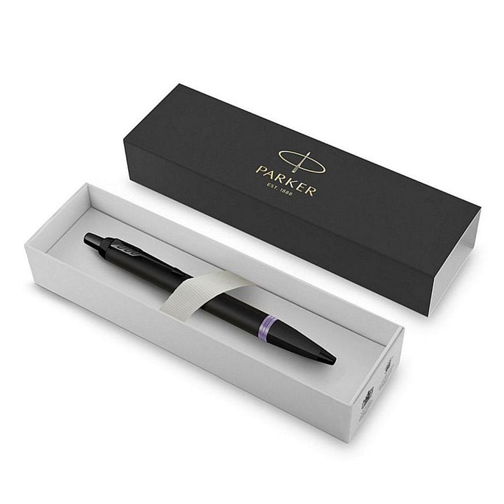 Parker IM PROFESSIONAL Vibrant Ring Ballpoint Pen Amethyst Purple — engraving example