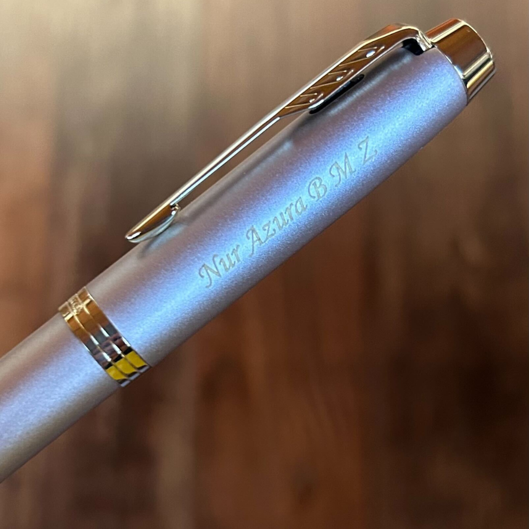 Parker IM Monochrome Champagne GT Rollerball Pen with Leather Key Hook Gift Set — Parker gift set — curated stationery gift bundle, from Cityluxe Singapore