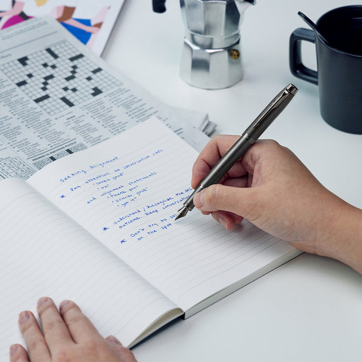Parker IM PROFESSIONAL Fountain Pen in Monochrome Titanium — Parker fountain pen — precision nib writing instrument, at Cityluxe Singapore stationery store