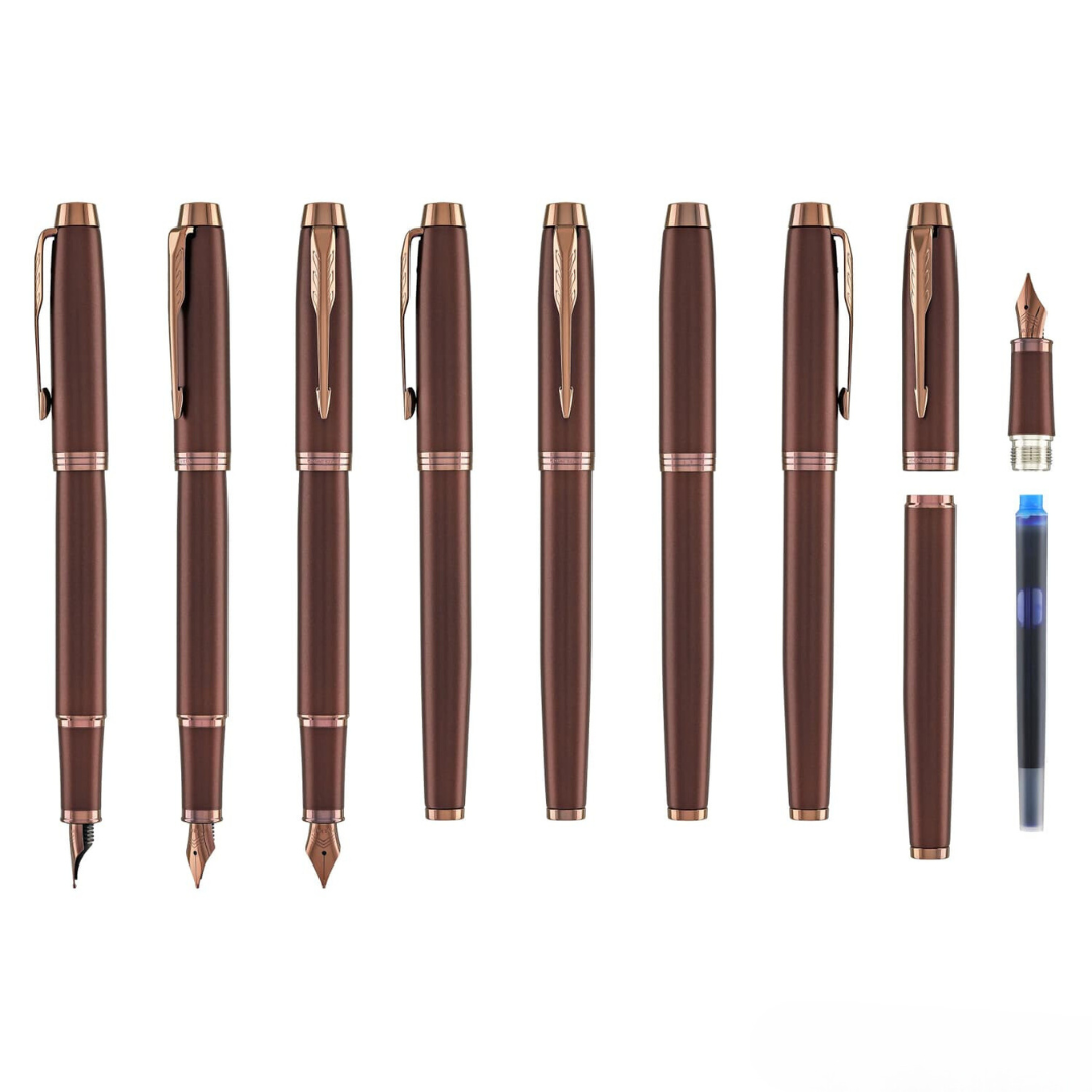 Parker IM PROFESSIONAL Fountain Pen - Monochrome Burgundy — flat lay