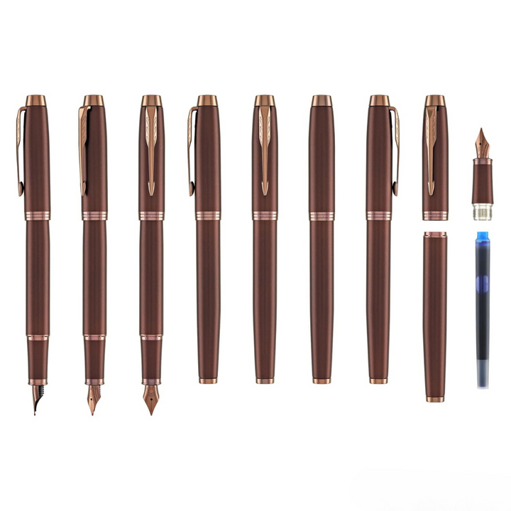 Parker IM PROFESSIONAL Fountain Pen - Monochrome Burgundy — flat lay
