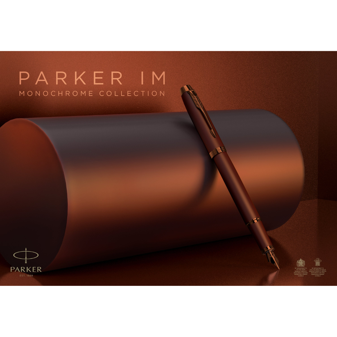 Parker IM PROFESSIONAL Fountain Pen - Monochrome Burgundy — flat lay