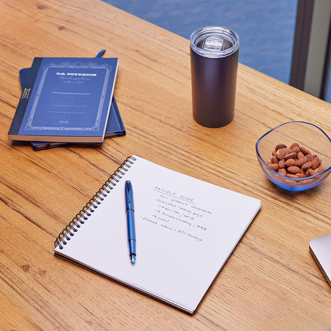 Parker IM PROFESSIONAL Fountain Pen Monochrome Blue — flat lay