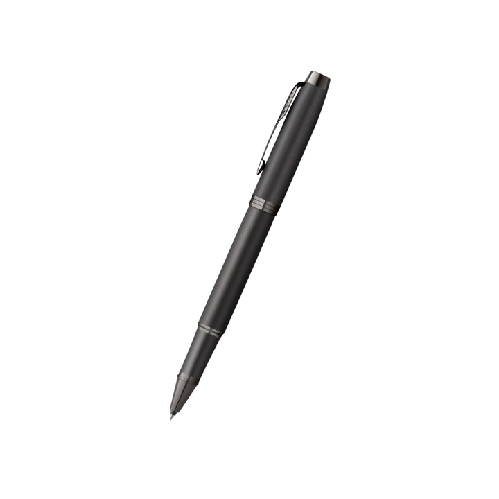 Parker IM PROFESSIONAL Rollerball Pen - Monochrome Titanium — uncapped with cap posted