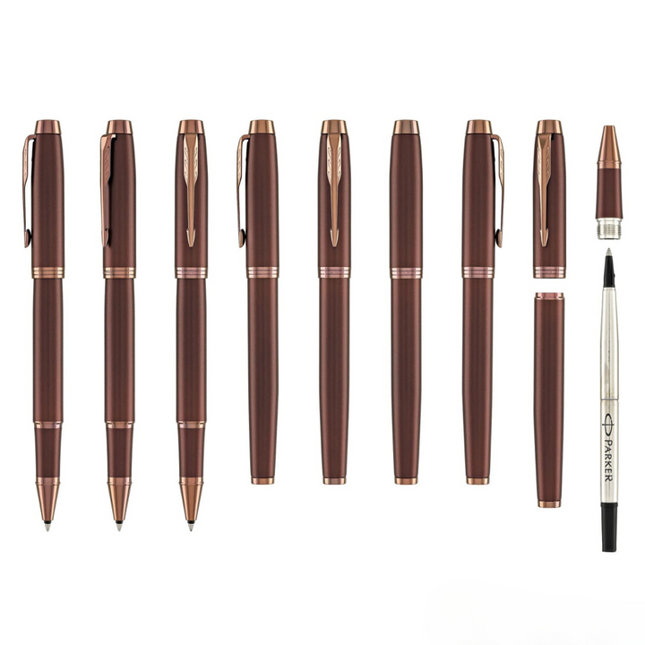 Parker IM PROFESSIONAL Rollerball Pen Monochrome Burgundy — flat lay