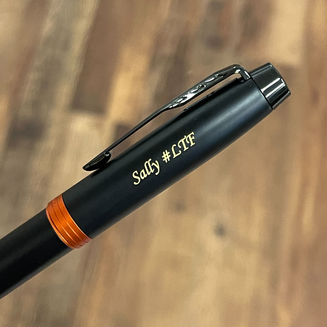 Parker IM PROFESSIONALS Vibrant Ring BT - Rollerball Pen Flame Orange — engraving example