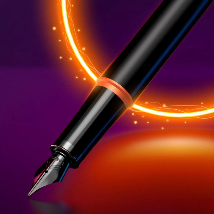 Parker IM PROFESSIONAL Vibrant Ring BT Fountain Pen Flame Orange — flat lay