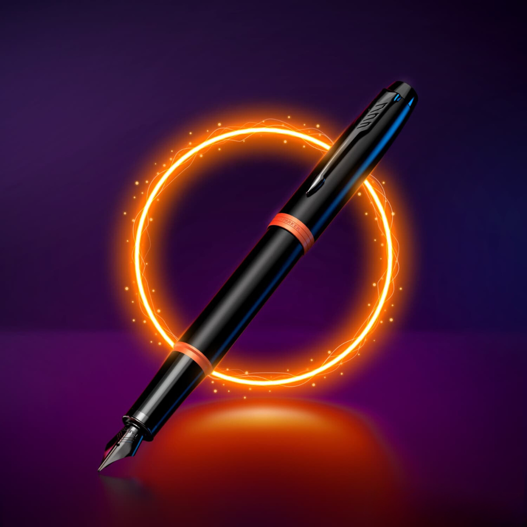 Parker IM PROFESSIONAL Vibrant Ring BT Fountain Pen Flame Orange — engraving example