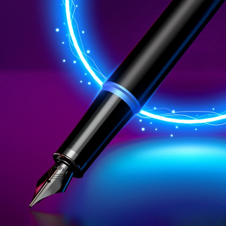 Parker IM PROFESSIONAL Vibrant Ring BT Fountain Pen Marine Blue — flat lay