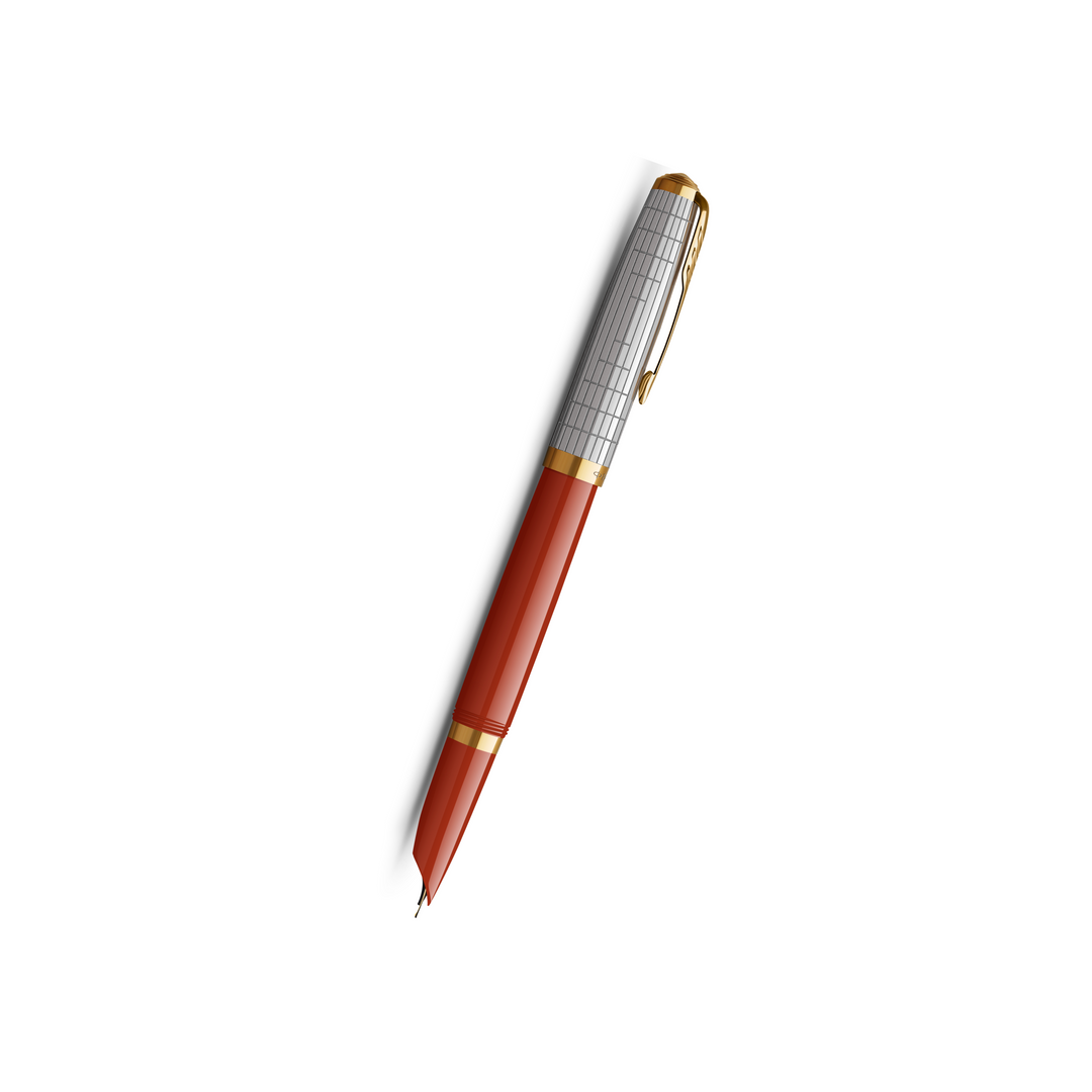 Parker 51 Premium Red Grid GT Fountain Pen - Medium Nib — capped