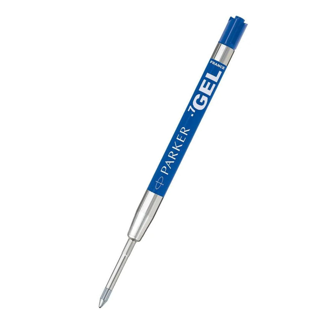 Parker Quink Gel Ballpoint Refill Medium 0.7mm - Blue — uncapped with cap posted