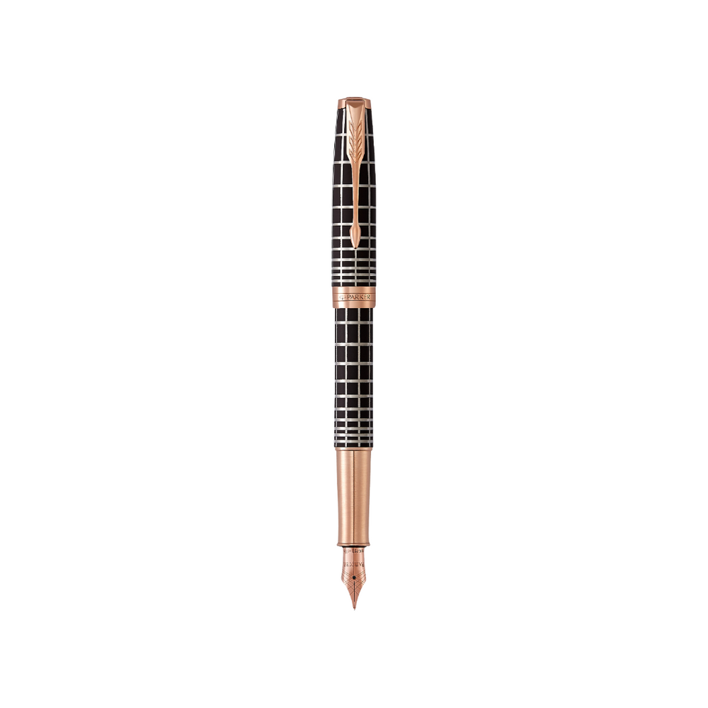 Parker Sonnet Brown Rubber PGT Fountain Pen - Medium — uncapped with cap posted