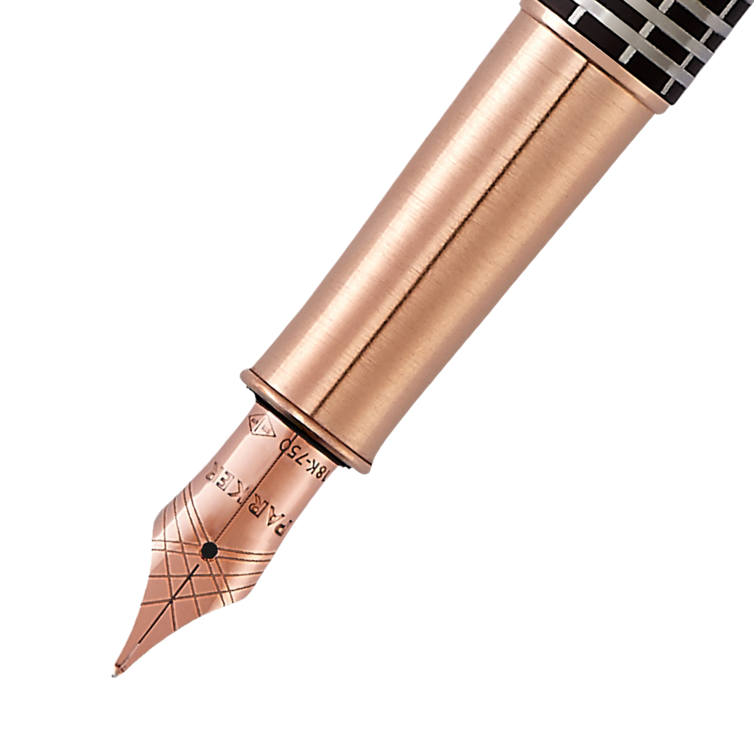 Parker Sonnet Brown Rubber PGT Fountain Pen - Medium — nib close-up