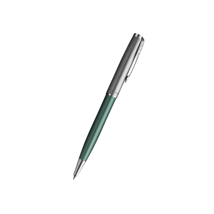 Parker Sonnet Essential SB CT Ballpoint Pen Green — uncapped with cap posted