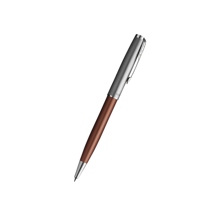 Parker Sonnet Essential SB CT Ballpoint Pen Orange — uncapped with cap posted