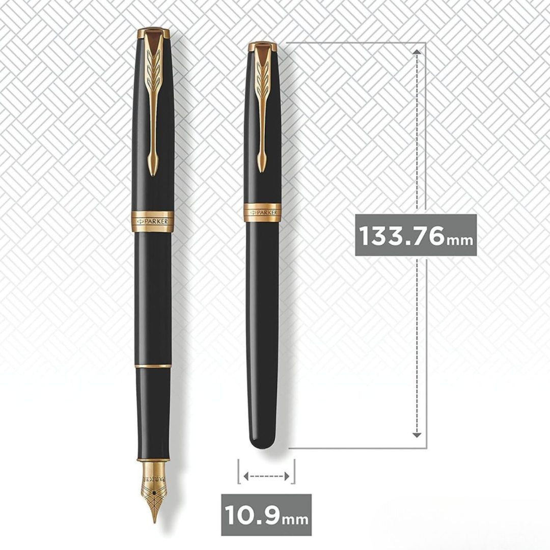 Parker Sonnet Lacquer Black GT Fountain Pen — Parker fountain pen — precision nib writing instrument, at Cityluxe Singapore stationery store