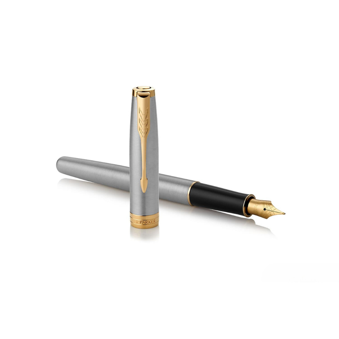 Parker Sonnet Stainless Steel GT Fountain Pen — Parker fountain pen — precision nib writing instrument, at Cityluxe Singapore stationery store