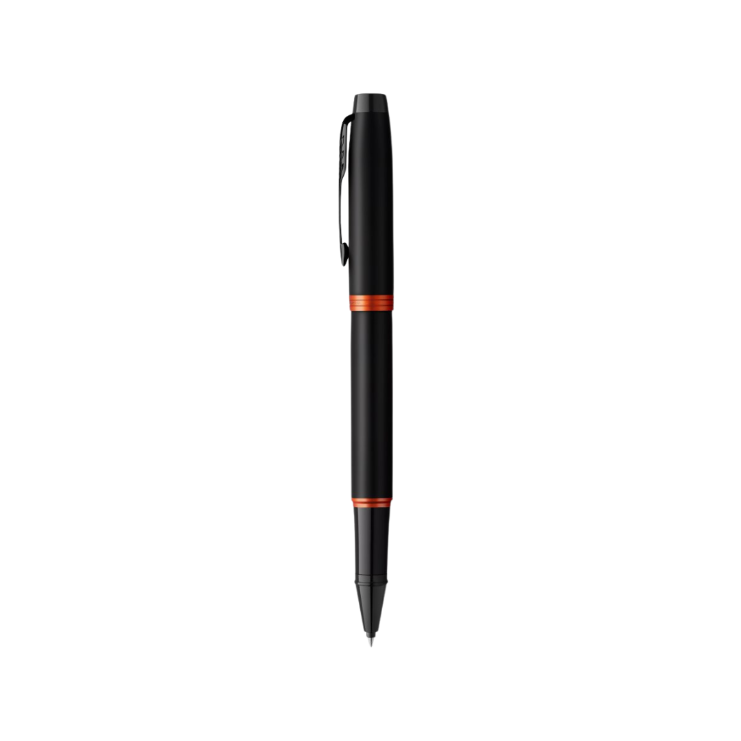 Parker IM PROFESSIONALS Vibrant Ring BT - Rollerball Pen Flame Orange — uncapped with cap posted