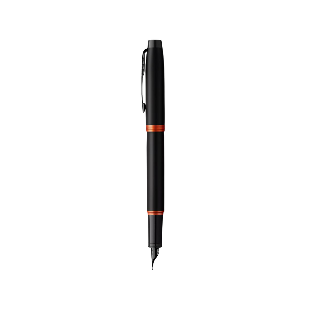 Parker IM PROFESSIONAL Vibrant Ring BT Fountain Pen Flame Orange — uncapped with cap posted