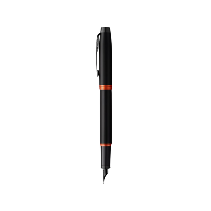 Parker IM PROFESSIONAL Vibrant Ring BT Fountain Pen Flame Orange — uncapped with cap posted