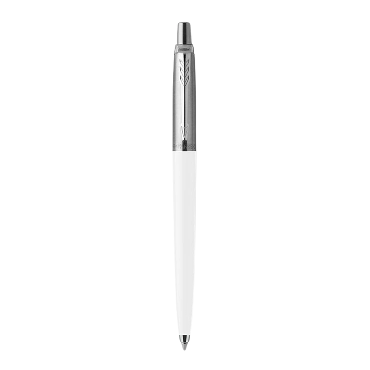 Parker Jotter Originals Ballpoint Pen - White — uncapped with cap posted