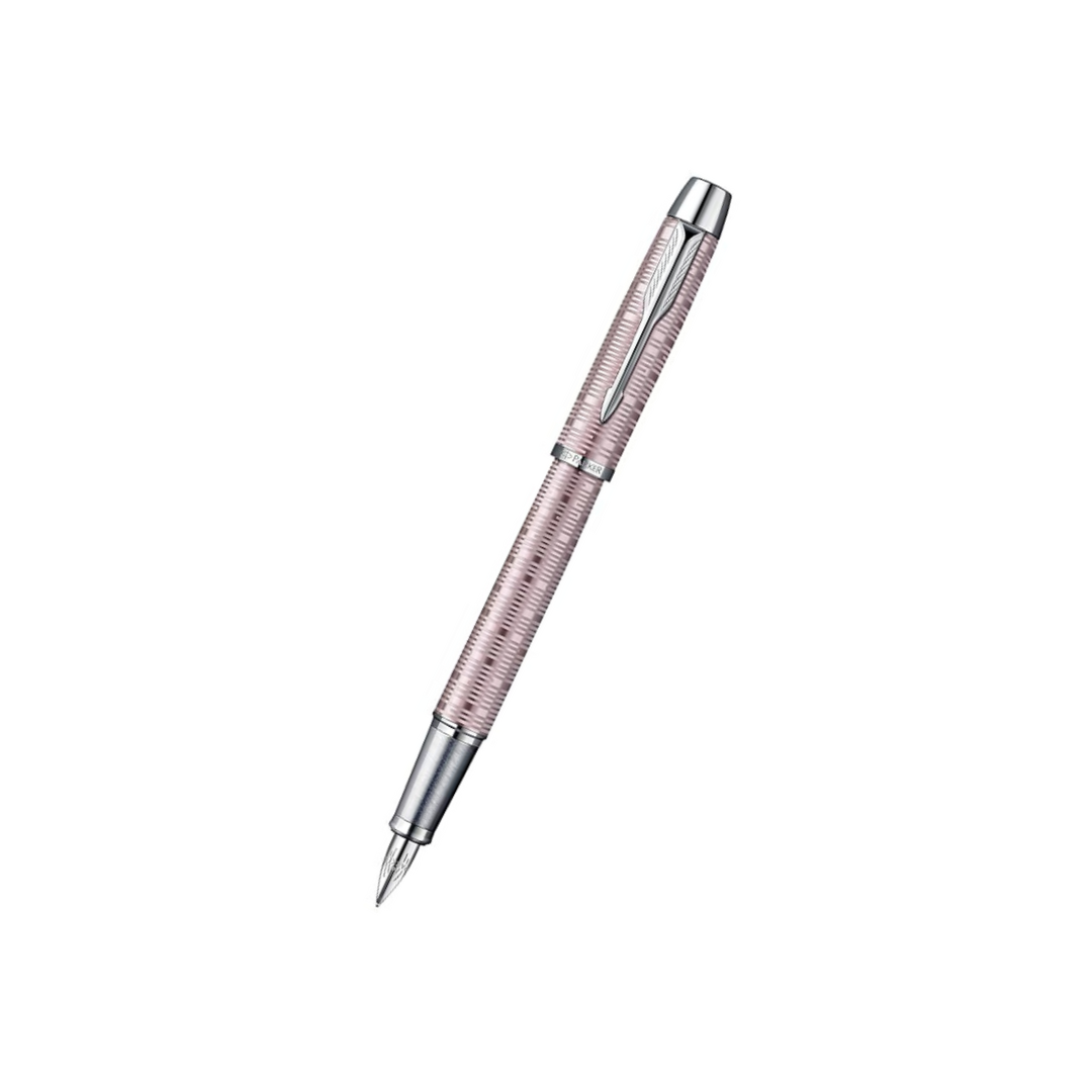 Parker IM Premium Fountain Pen - Pink Pearl with Chrome Trims — capped
