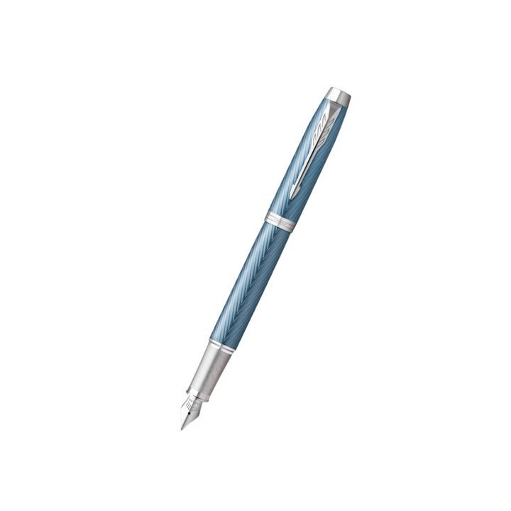 Parker IM Premium Fountain Pen in Blue Grey with Chrome Trims — Parker fountain pen — precision nib writing instrument, at Cityluxe Singapore stationery store