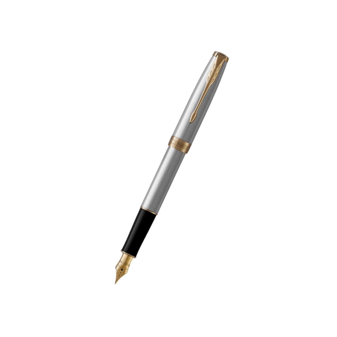 Parker Sonnet Stainless Steel GT Fountain Pen — Parker fountain pen — precision nib writing instrument, at Cityluxe Singapore stationery store