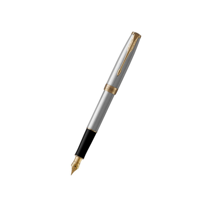 Parker Sonnet Stainless Steel GT Fountain Pen — Parker fountain pen — precision nib writing instrument, at Cityluxe Singapore stationery store