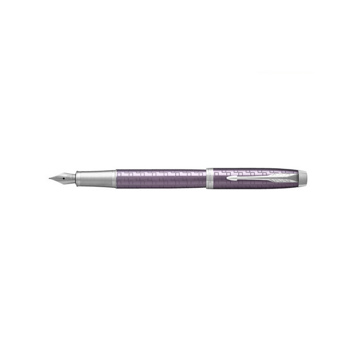 Parker IM Premium Fountain Pen - Dark Violet with Chrome Trims — with packaging