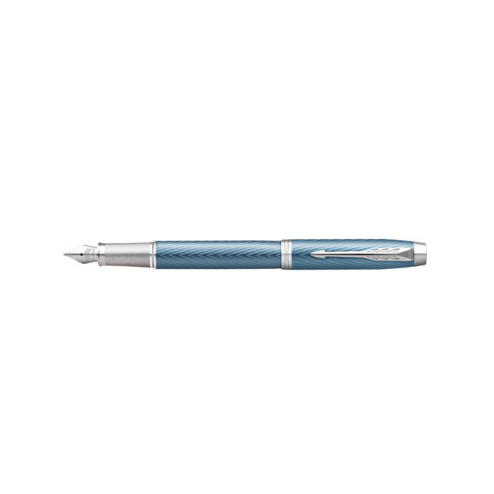 Parker IM Premium Fountain Pen in Blue Grey with Chrome Trims — Parker fountain pen — precision nib writing instrument, at Cityluxe Singapore stationery store
