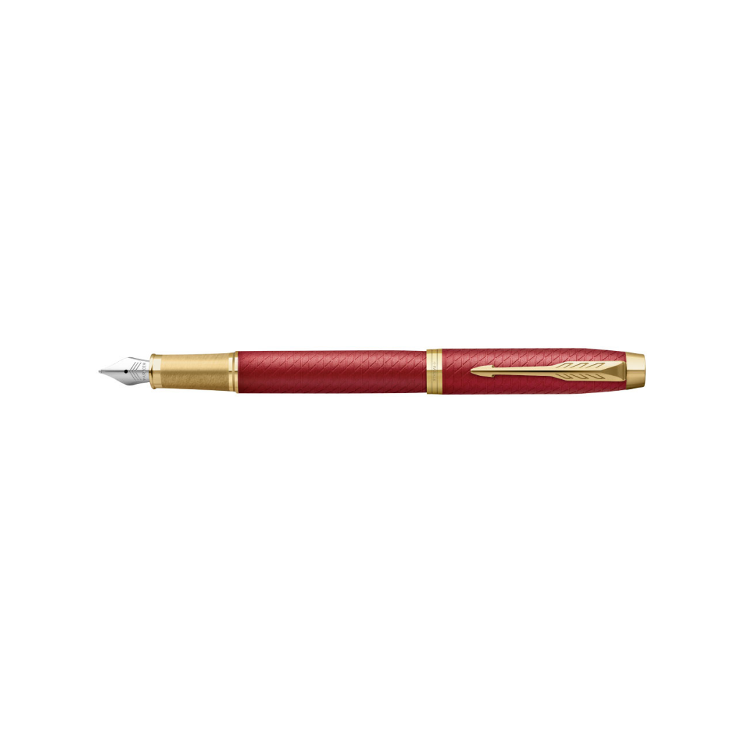 Parker IM Premium Fountain Pen - Red with Gold Trims — with packaging