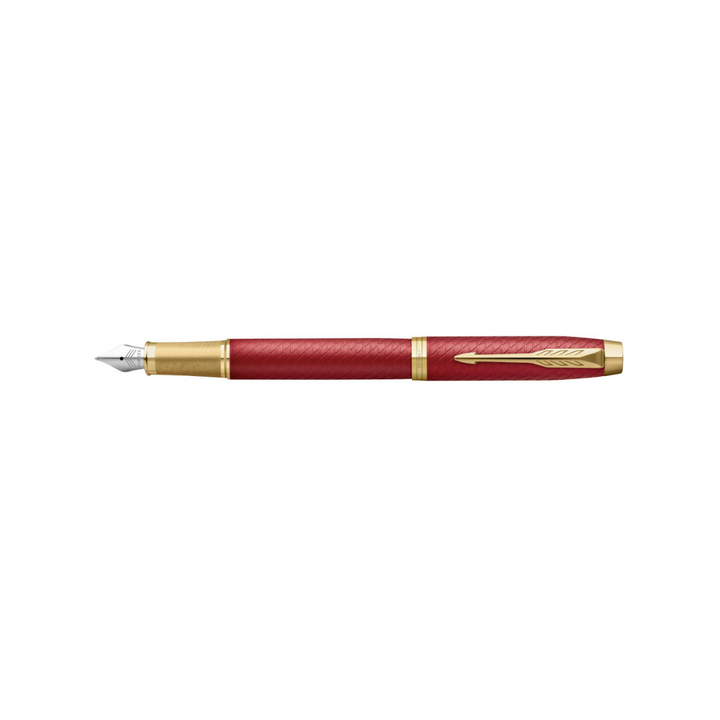 Parker IM Premium Fountain Pen - Red with Gold Trims — with packaging