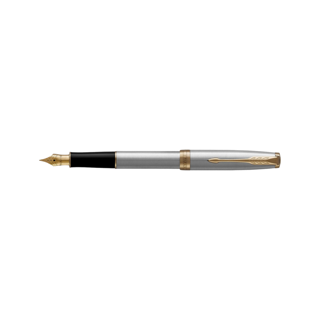 Parker Sonnet Stainless Steel GT Fountain Pen — Parker fountain pen — precision nib writing instrument, at Cityluxe Singapore stationery store