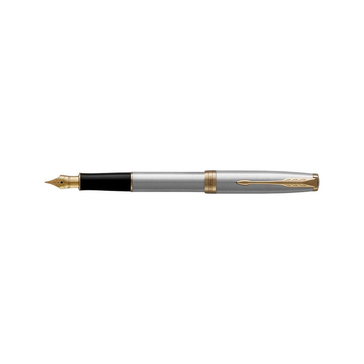 Parker Sonnet Stainless Steel GT Fountain Pen — Parker fountain pen — precision nib writing instrument, at Cityluxe Singapore stationery store