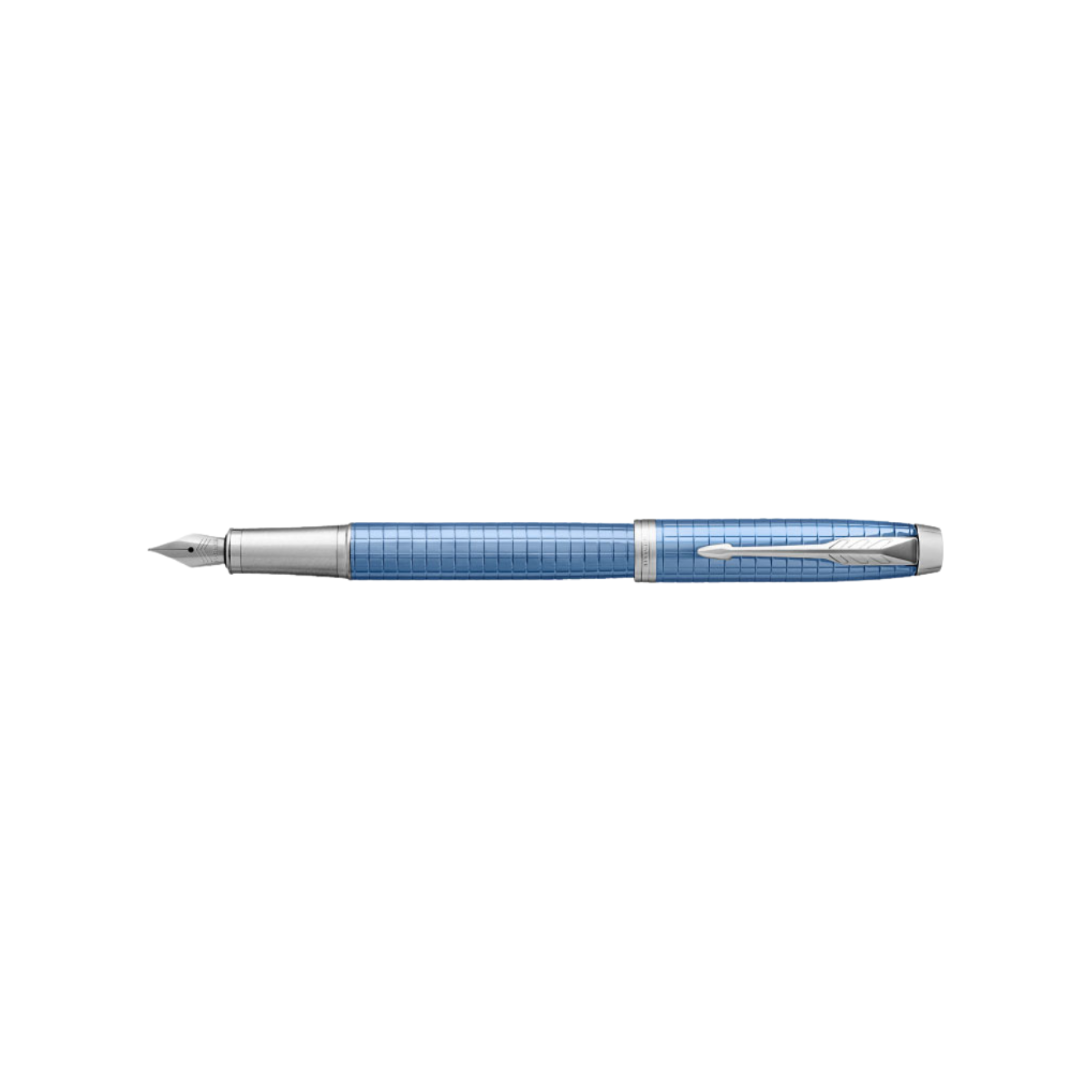 Parker IM Premium Fountain Pen - Blue with Chrome Trims — with packaging