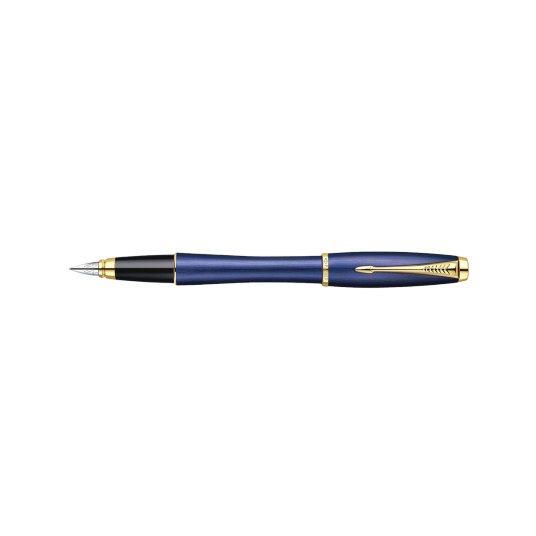 Parker Urban Premium Fountain Pen - Penman Blue with Gold Trims — nib close-up