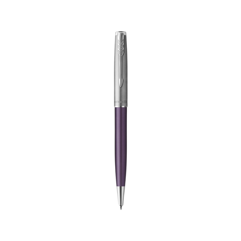 Parker Sonnet Essential SB CT Ballpoint Pen Violet — uncapped with cap posted