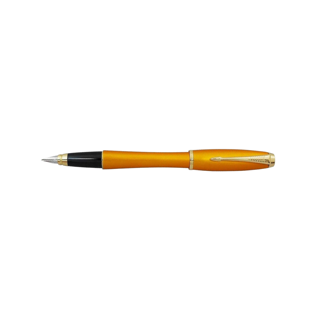 Parker Urban Premium Fountain Pen - Mandarin Yellow with Gold Trims — with packaging