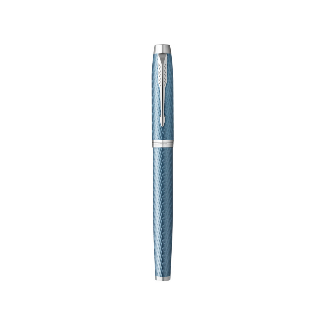 Parker IM Premium Fountain Pen in Blue Grey with Chrome Trims — Parker fountain pen — precision nib writing instrument, at Cityluxe Singapore stationery store