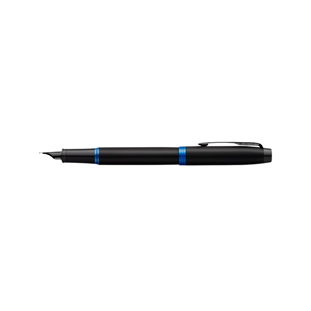 Parker IM PROFESSIONAL Vibrant Ring BT Fountain Pen Marine Blue — writing at an angle