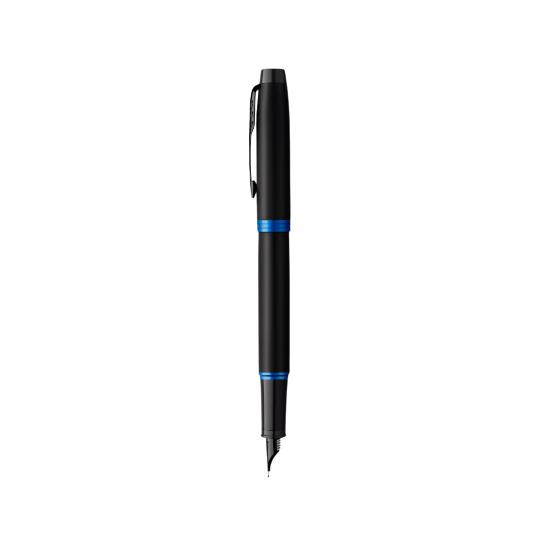 Parker IM PROFESSIONAL Vibrant Ring BT Fountain Pen Marine Blue — uncapped with cap posted
