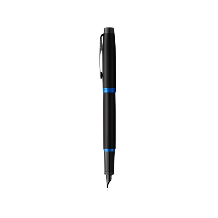 Parker IM PROFESSIONAL Vibrant Ring BT Fountain Pen Marine Blue — uncapped with cap posted