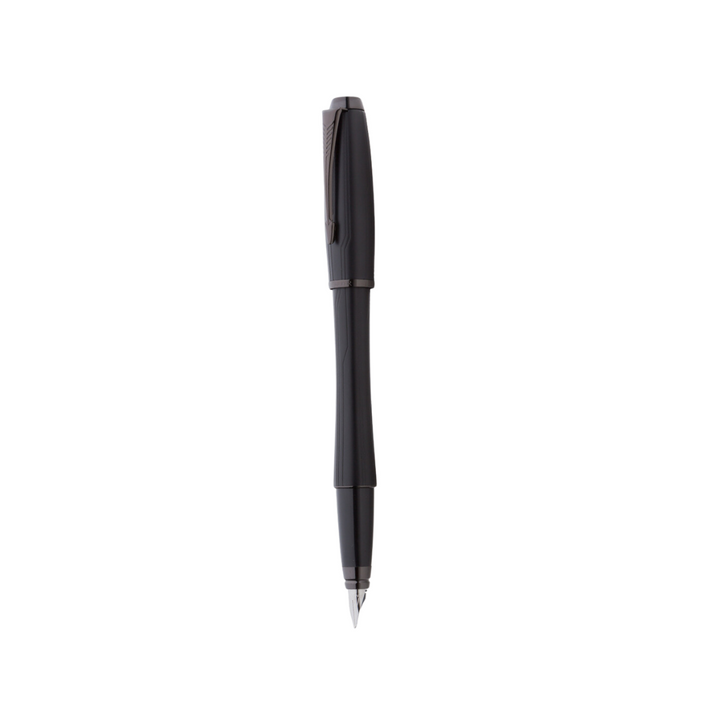 Parker Urban Premium Fountain Pen - Matte Black with Polished Black Trims — uncapped with cap posted