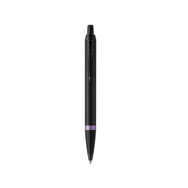 Parker IM PROFESSIONAL Vibrant Ring Ballpoint Pen Amethyst Purple — uncapped with cap posted